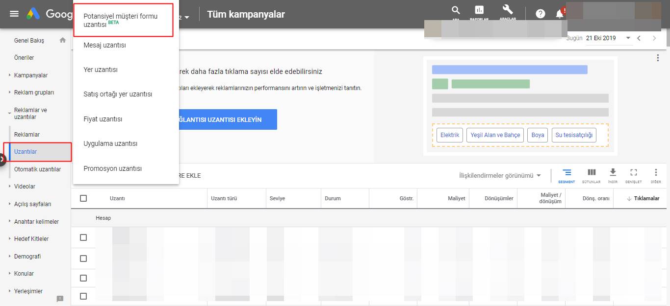 Google Ads Potansiyel Müşteri Formu Uzantısı Nasıl Oluşturulur?